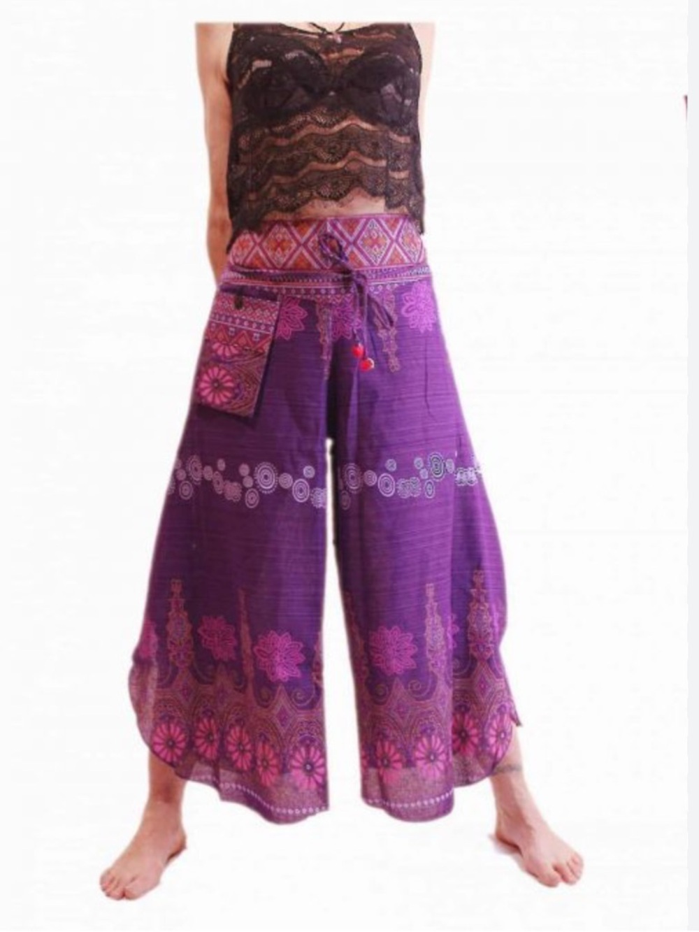 Bohemian-Style Thai Harem Purple Pants-Size XS-NWT - Picture 3 of 10